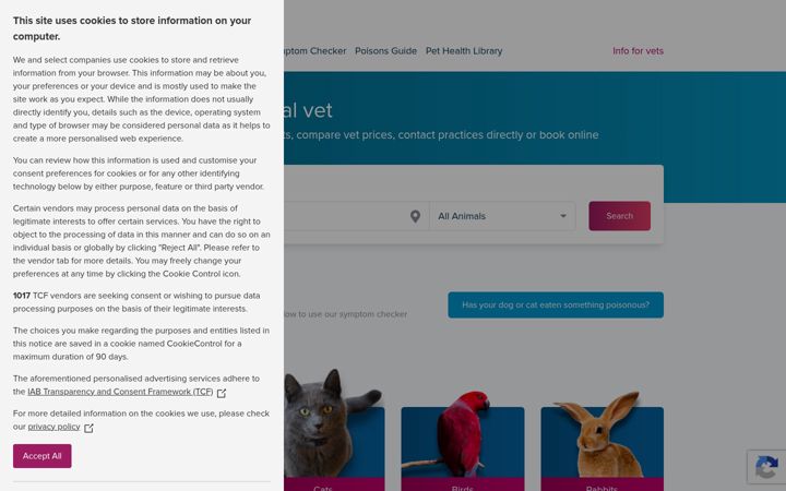 Screenshot of vethelpdirect.com