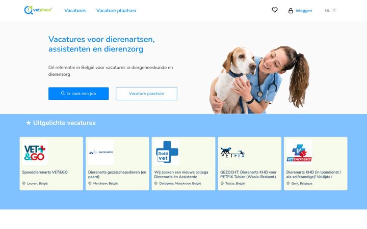 Skærmbillede af vetplace.be