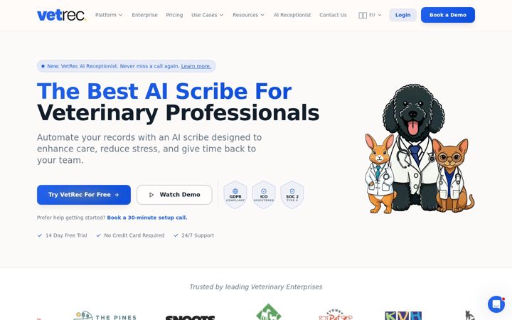 Screenshot of vetrec.io