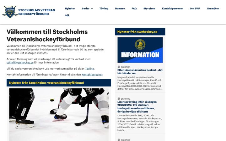 Capture d'écran de vetshockey.se