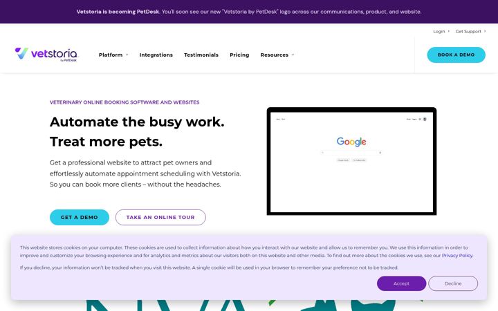 Screenshot of vetstoria.com