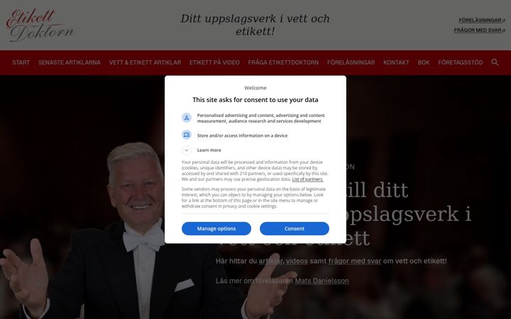 Captură de ecran a vett-och-etikett.com