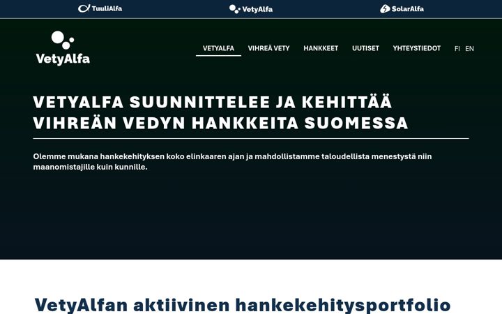 Skjermbilde av vetyalfa.fi