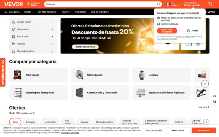 Screenshot of vevor.mx