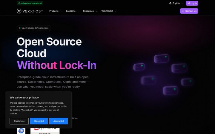 Screenshot of vexxhost.com