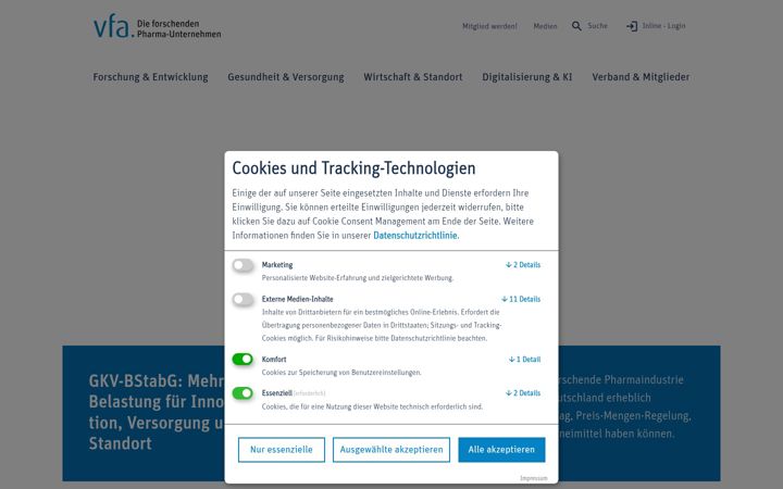 Screenshot of vfa.de