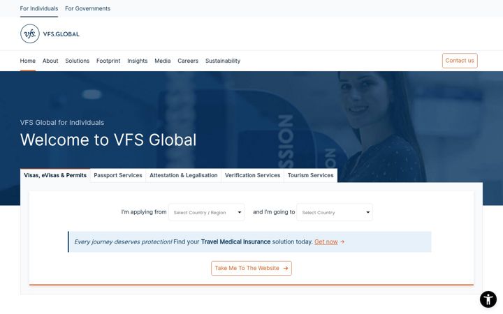 Screenshot van vfsglobal.com