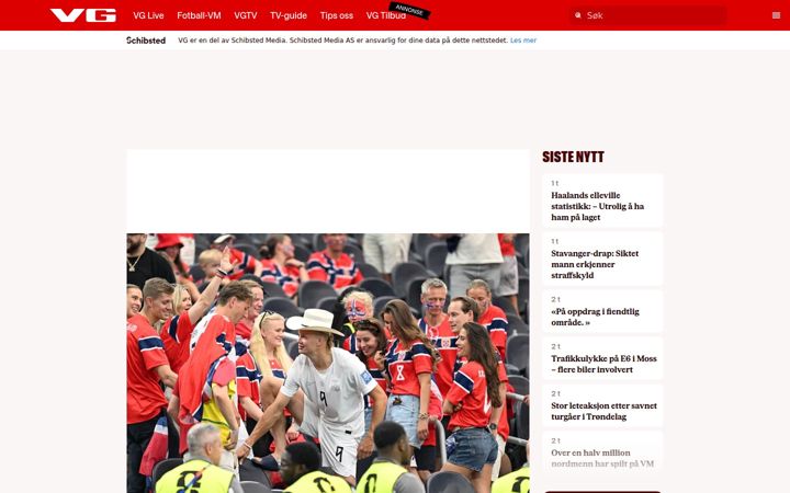 Screenshot stránky vg.no