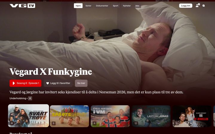 Screenshot of vgtv.no