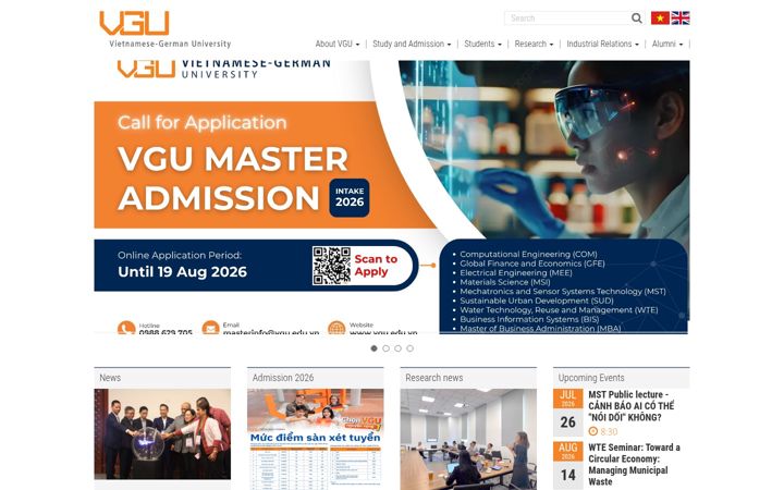 Ekrānuzņēmums no vgu.edu.vn