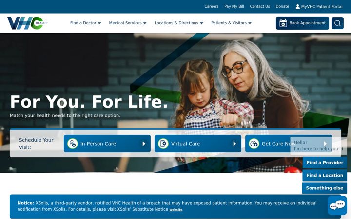 Screenshot of vhchealth.org