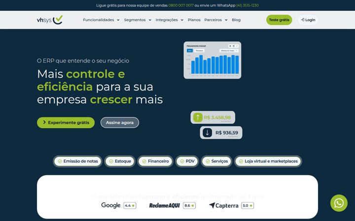 Screenshot of vhsys.com.br