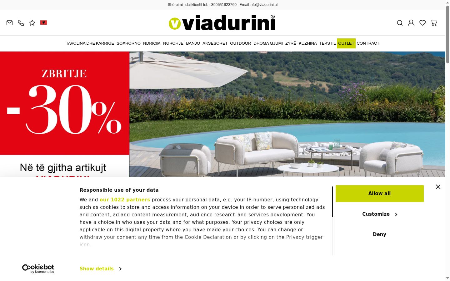 Screenshot del banner di consenso mostrato prima di qualsiasi interazione