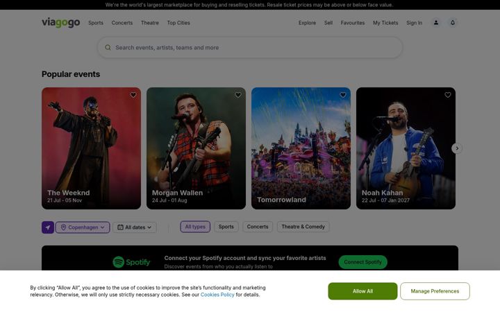 Screenshot of viagogo.co.uk