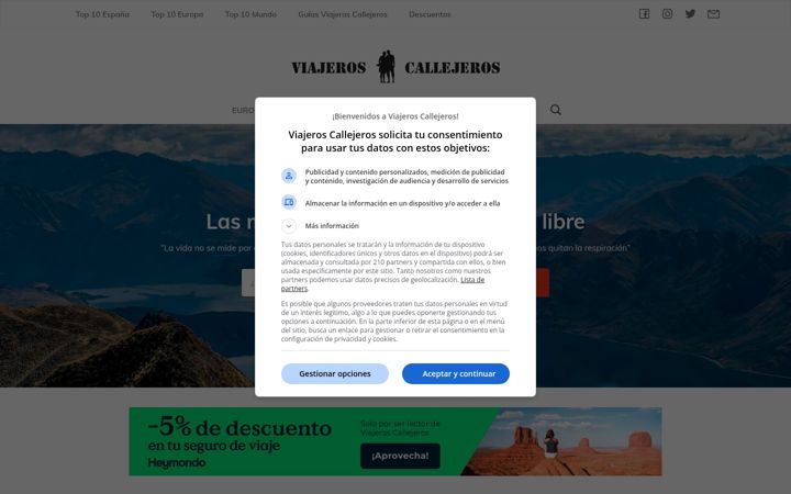 Screenshot of viajeroscallejeros.com