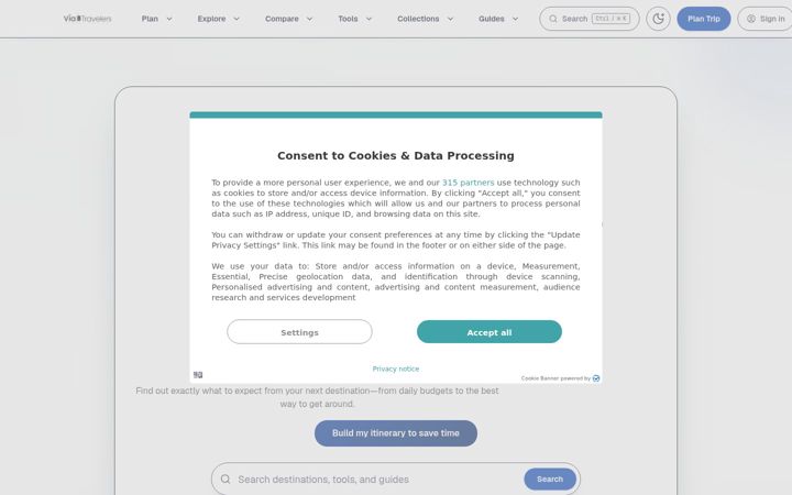 Screenshot of viatravelers.com