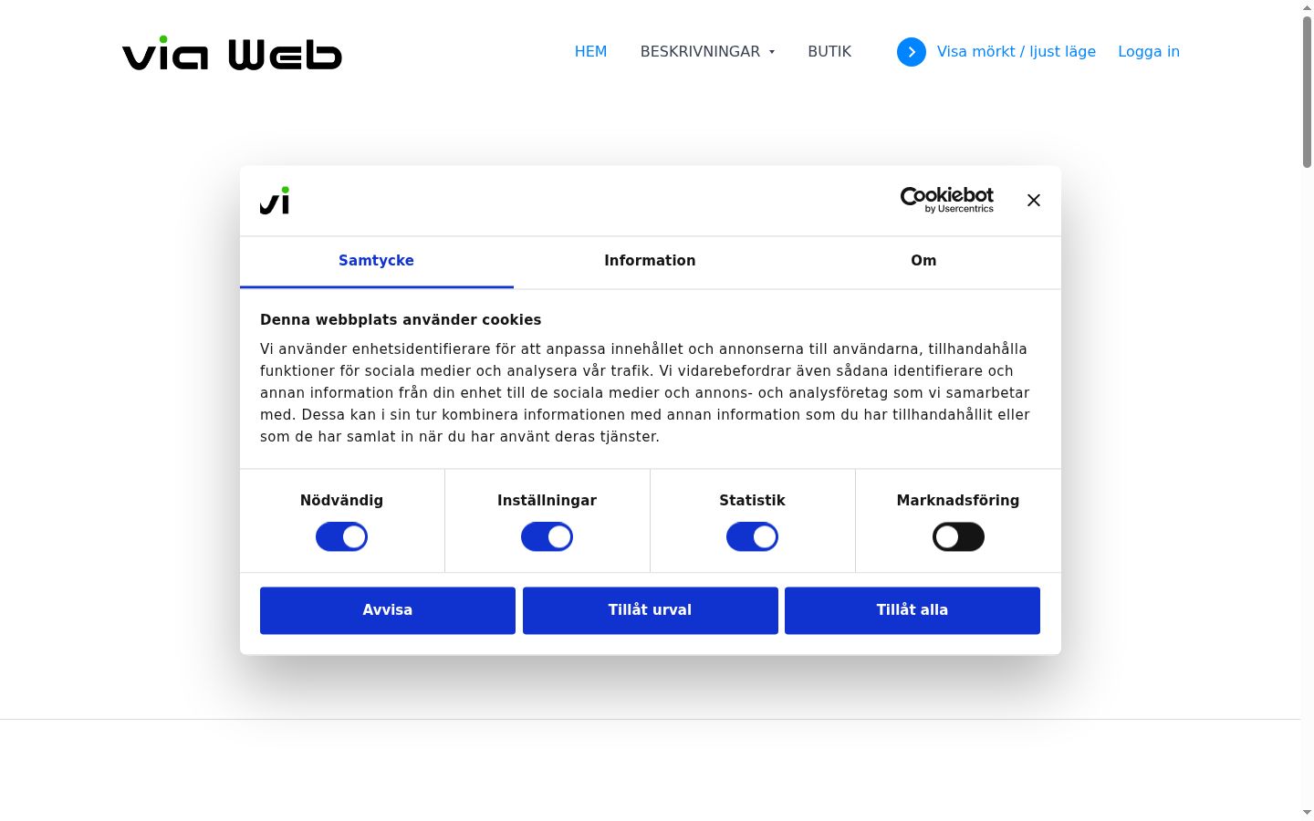 Screenshot del banner di consenso mostrato prima di qualsiasi interazione