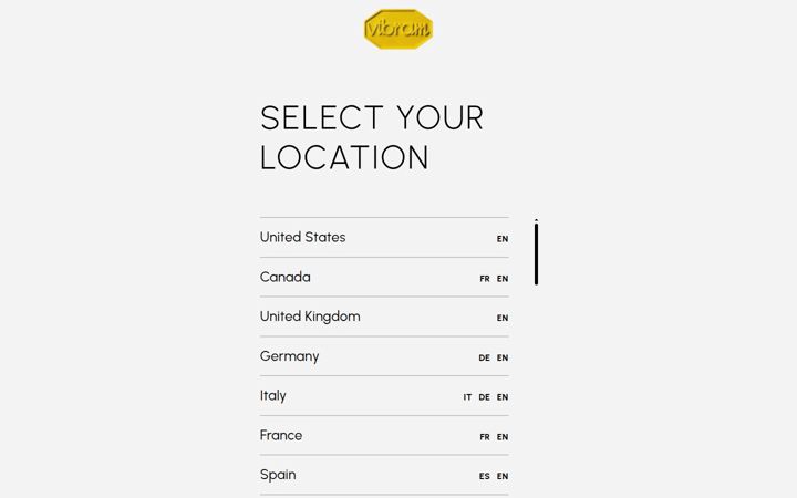 Kuvakaappaus sivustosta vibram.com