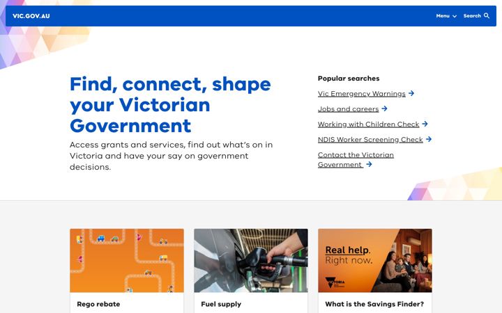 Screenshot of vic.gov.au
