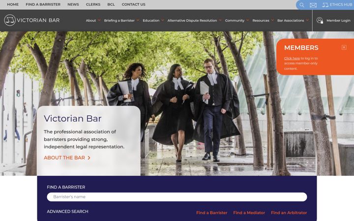 Screenshot of vicbar.com.au