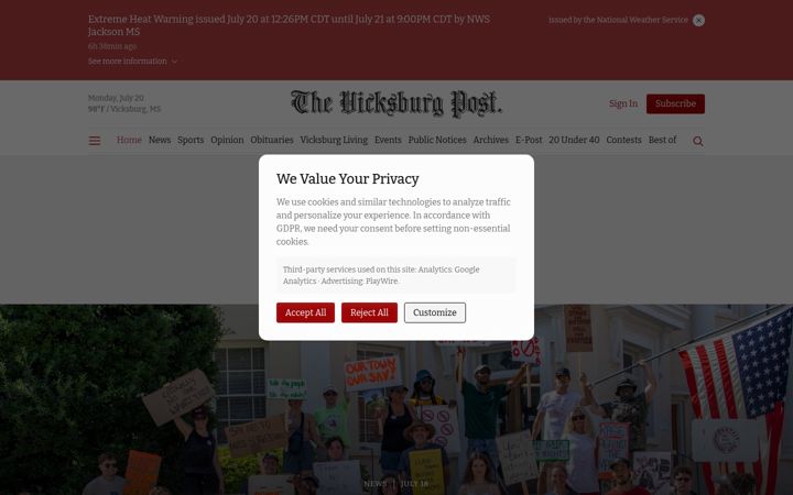 Screenshot of vicksburgpost.com