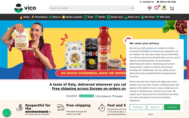 Screenshot of vicofoodbox.com
