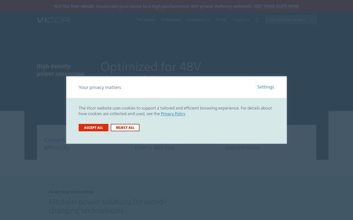 Screenshot of vicorpower.com