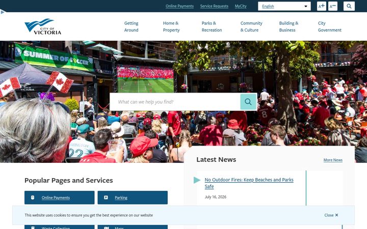 Screenshot of victoria.ca