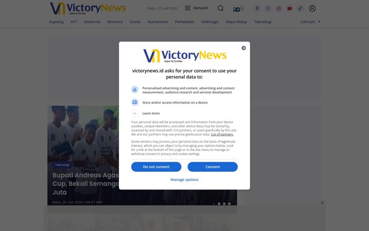 Screenshot of victorynews.id
