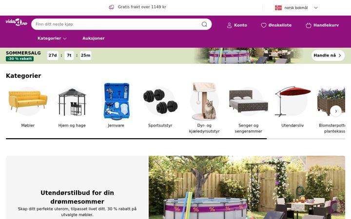 Screenshot of vidaxl.no