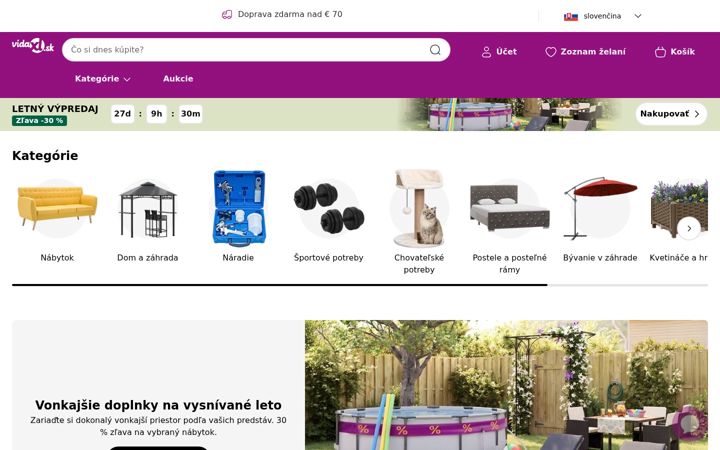 Screenshot of vidaxl.sk