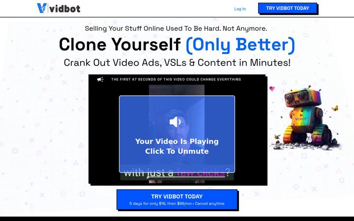 Screenshot of vidbot.ai