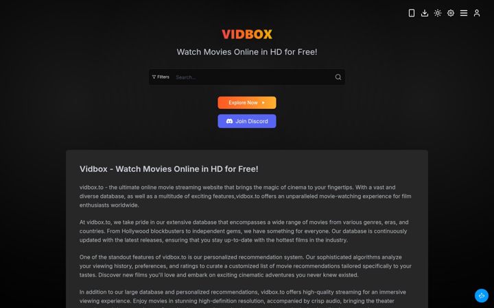Screenshot of vidbox.cc