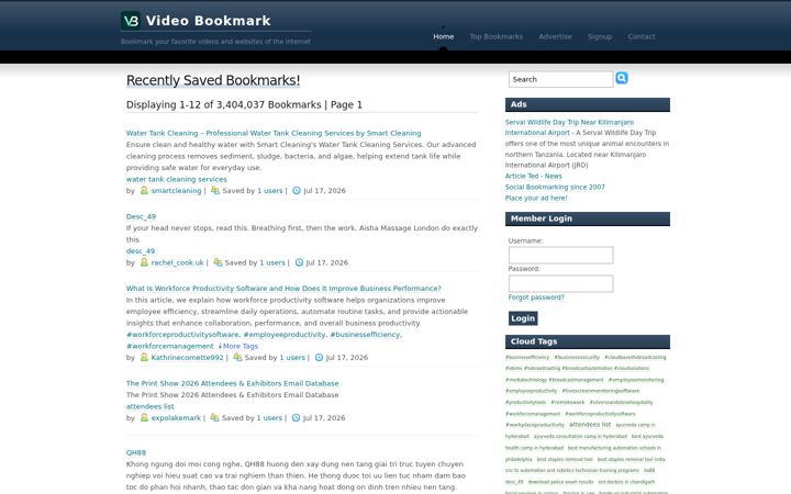 Skärmbild av video-bookmark.com