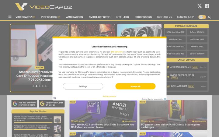 Posnetek zaslona videocardz.com