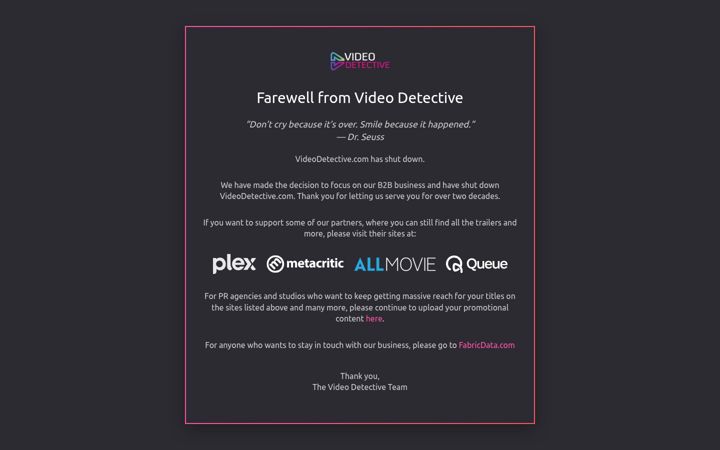 Screenshot of videodetective.com
