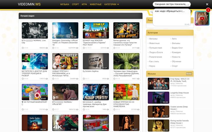 Screenshot of videomin.ws
