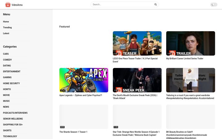Screenshot of videosarena.com