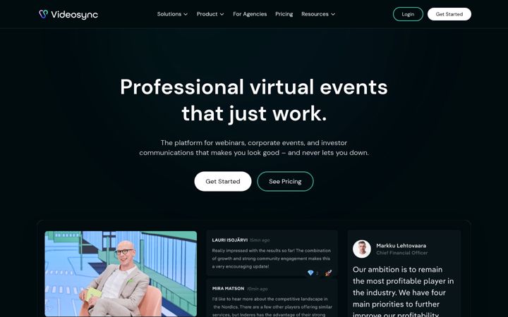 Screenshot of videosync.fi