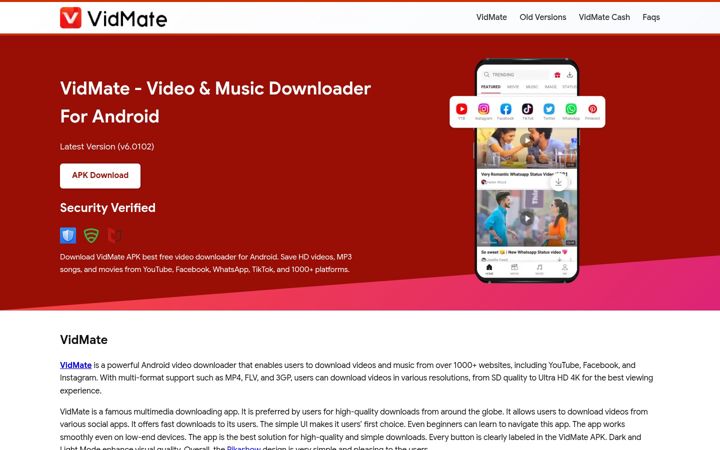 Screenshot of vidmateapk.com.in