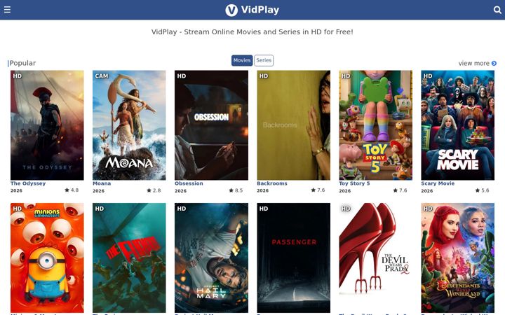 Screenshot of vidplay.top