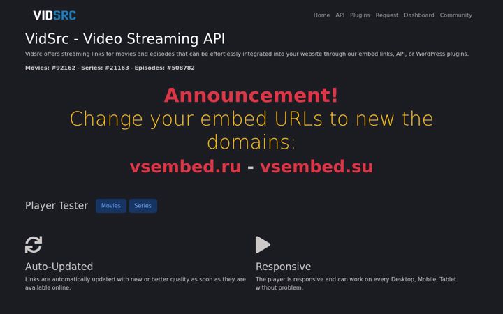 Screenshot of vidsrc-embed.ru