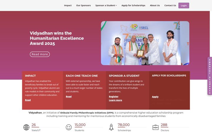 Screenshot of vidyadhan.org