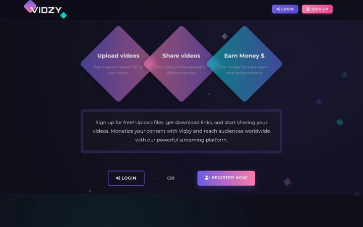 Screenshot stránky vidzy.live