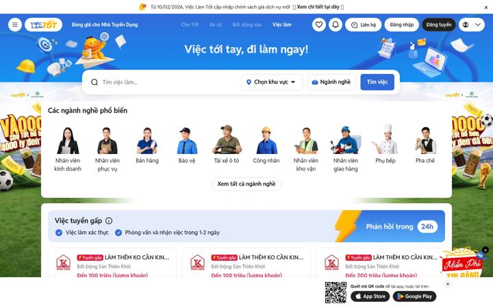 Screenshot of vieclamtot.com