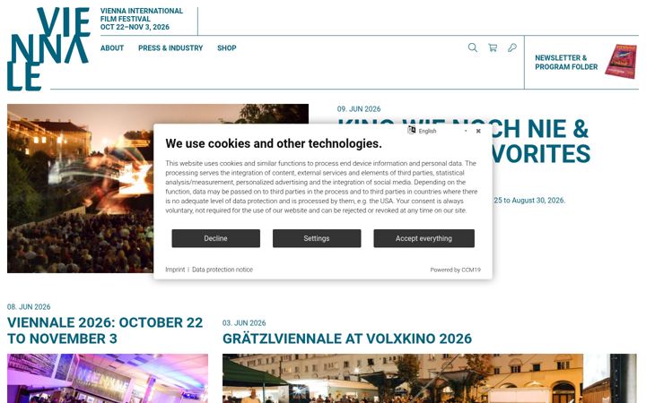 Screenshot of viennale.at