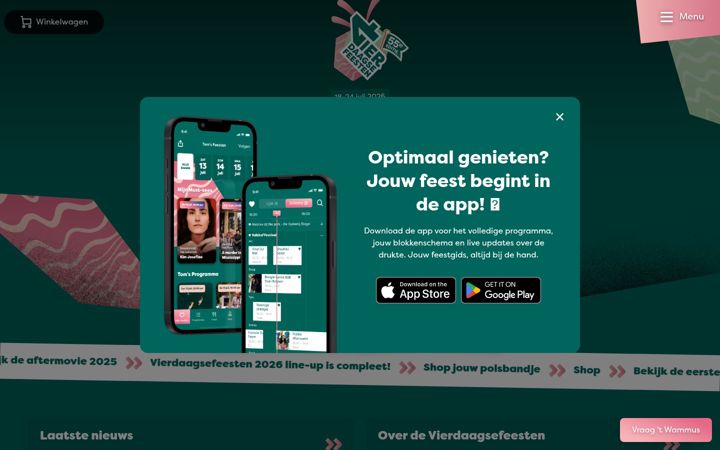 Screenshot van vierdaagsefeesten.nl