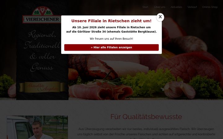Screenshot of viereichener-fleisch.de
