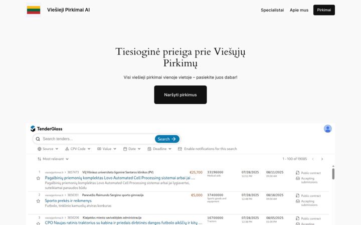Screenshot of viesiejipirkimai.ai