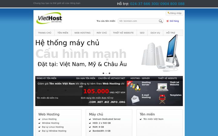 Screenshot of viethost.net